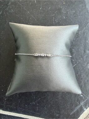 Delicate 14kt White Gold Diamond Bar Bracelet - Elegant Minimalist